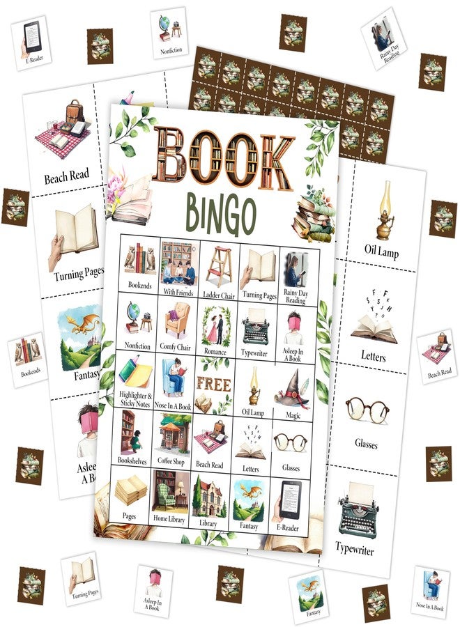 Mueddur Book Party Bingo Game Card, Bookish Bingo Set for Adults Large Group Family Friends, Book Club Reading Group Activities, Bookclub Meeting Icebreaker Games for 24 Players -23 - Image 1